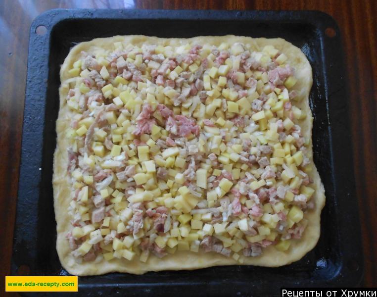 Шаг 8 приготовления Пирог с мясом и картошкой в духовке