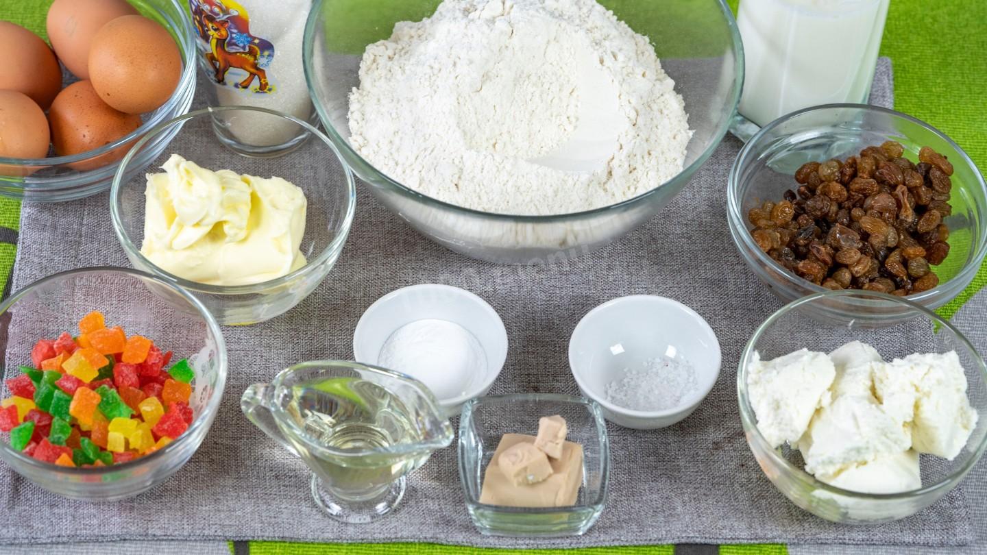 Шаг 1 приготовления Пасхальные куличи из сдобного теста с творогом