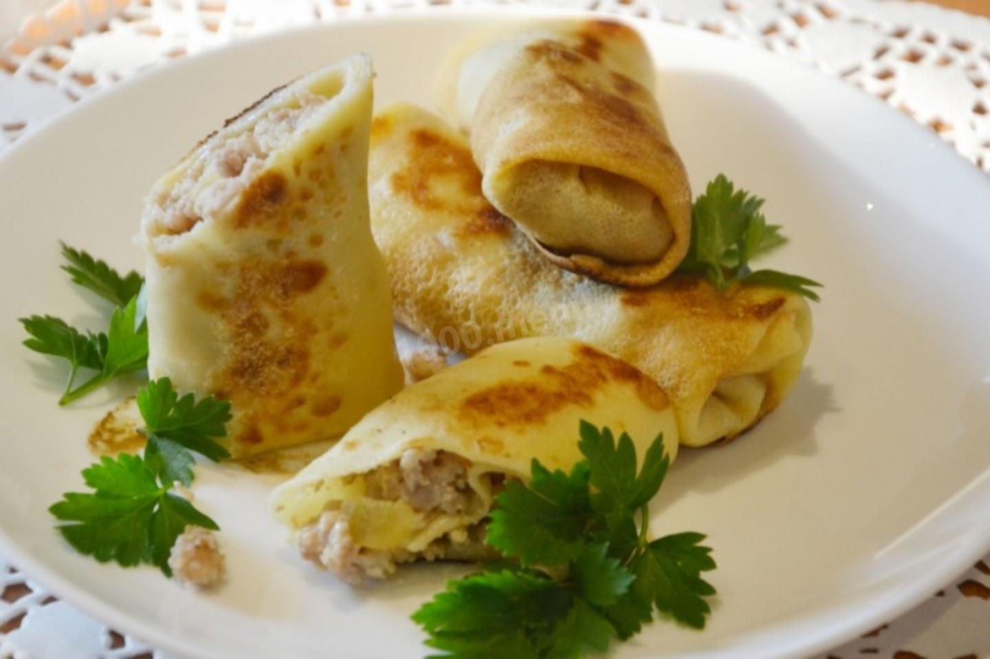 Шаг 21 приготовления Блины с мясным фаршем свинина говядина
