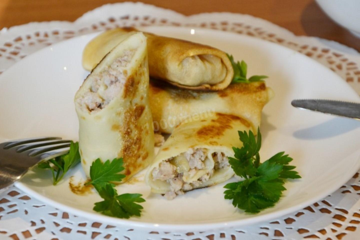 Шаг 22 приготовления Блины с мясным фаршем свинина говядина