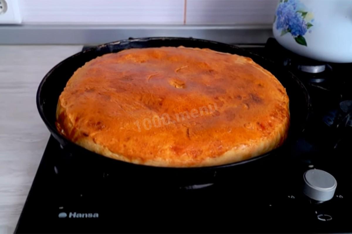 Шаг 9 приготовления Пирог с капустой и консервированной рыбой