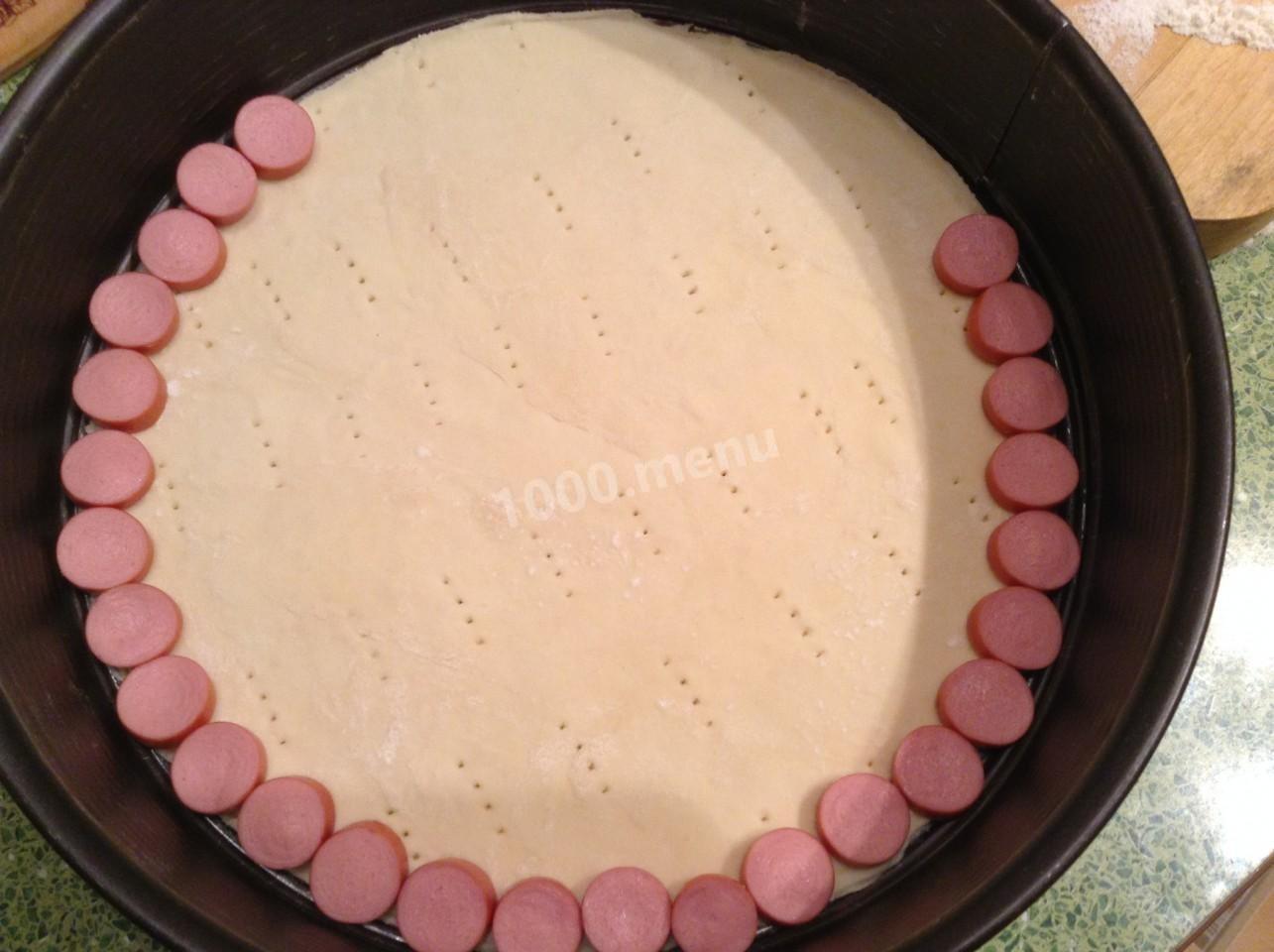 Шаг 12 приготовления Пирог Свинка с сосисками