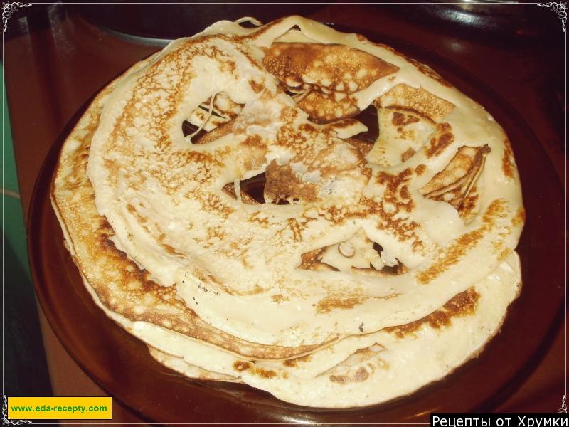Шаг 5 приготовления Блинчики на молоке дырявые с мясом
