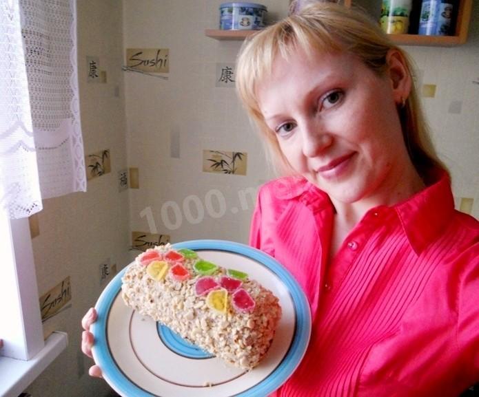 Шаг 9 приготовления Рулет Сказка с цукатами