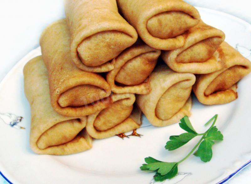 Обложка рецепта Блинчики с мясом, морковью и капустой
