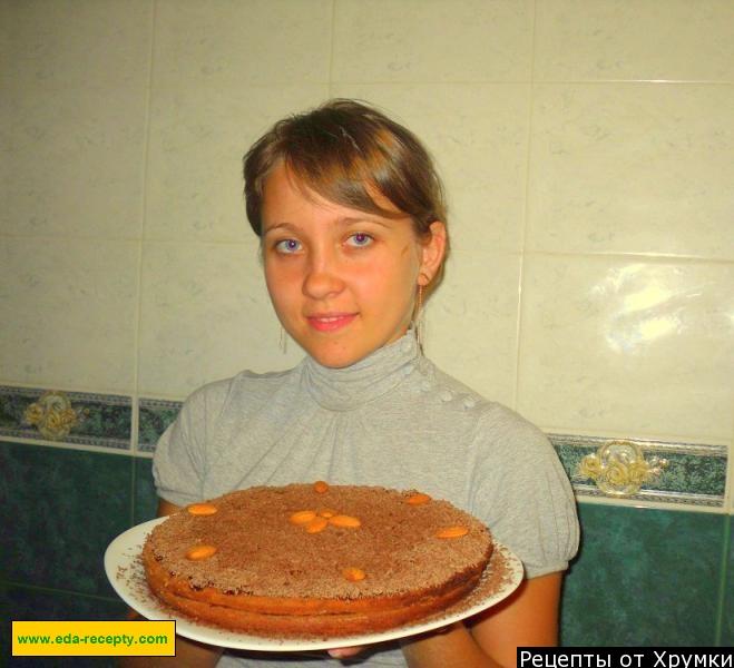 Шаг 8 приготовления Шоколадный пирог с повидлом и орехами