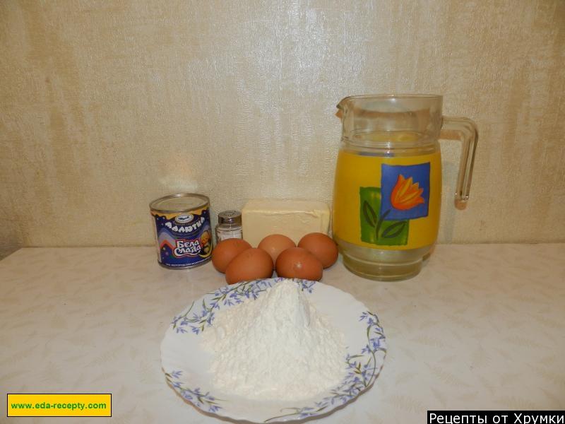 Шаг 1 приготовления Заварное пирожное со сгущёнкой