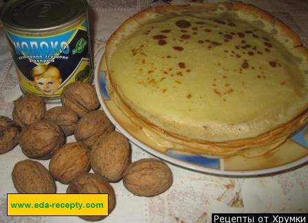 Шаг 1 приготовления Торт из готовых блинов без выпечки