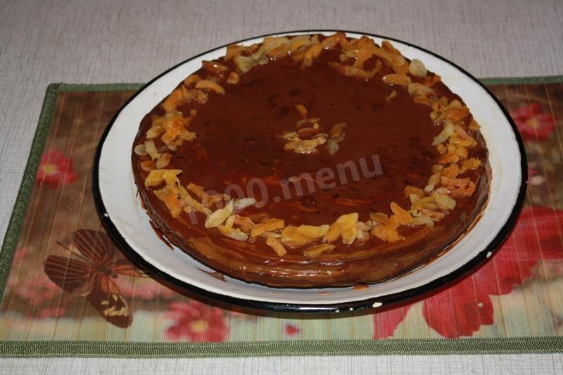 Шаг 10 приготовления Пражский торт с курагой