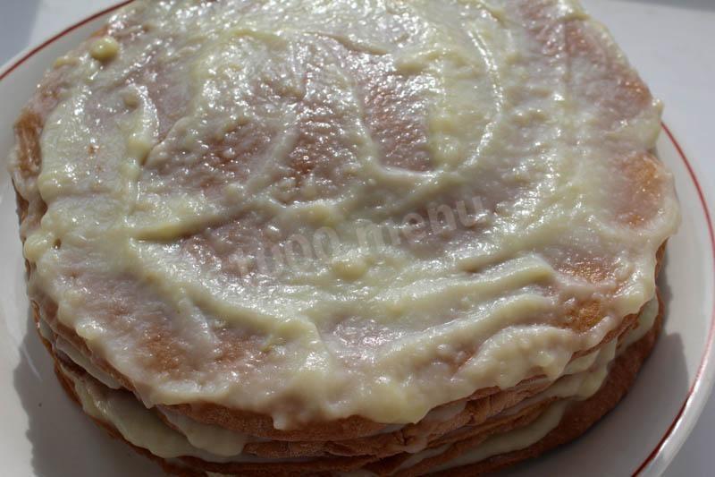 Шаг 10 приготовления Классический медовик заварной с крахмалом
