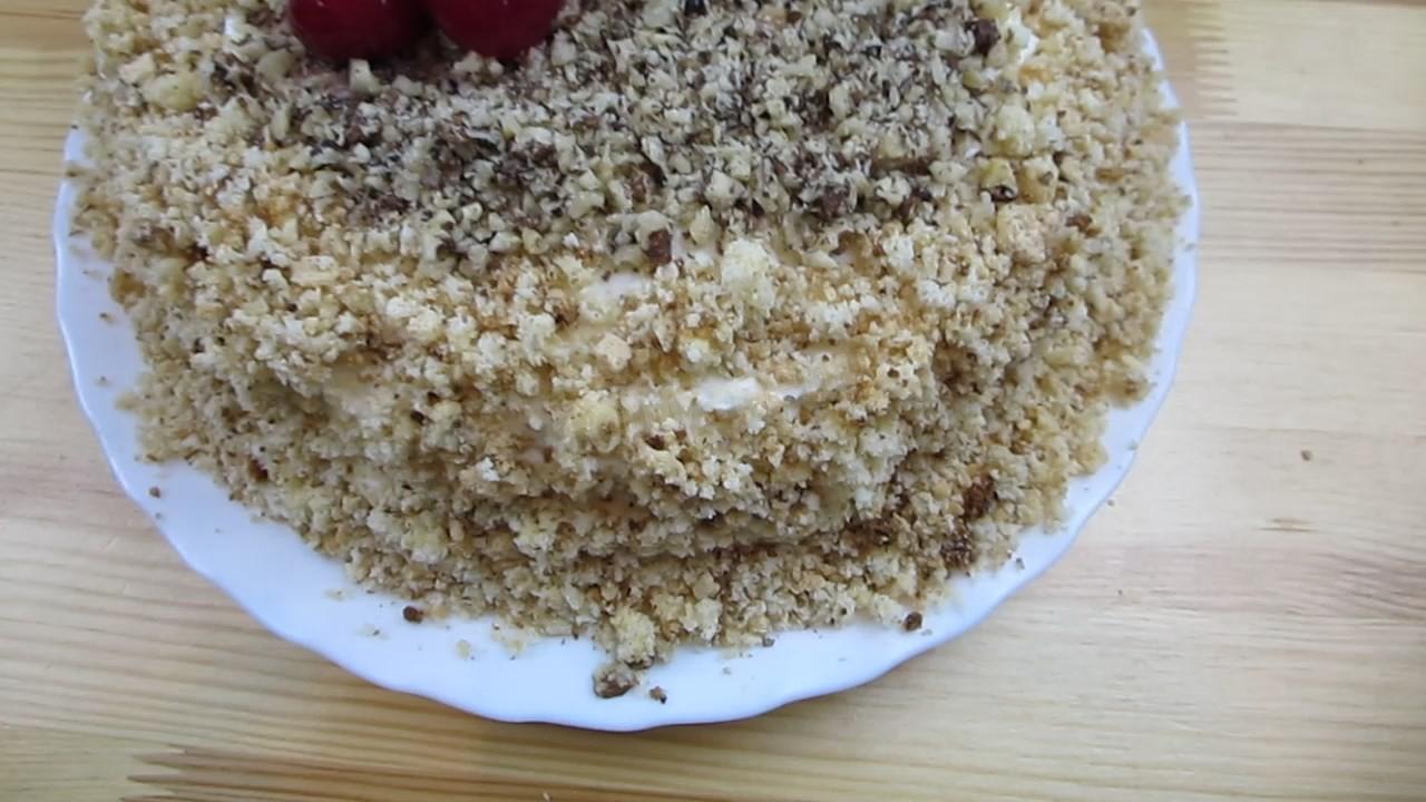 Обложка рецепта Торт с вишней на крахмале со сметанным кремом