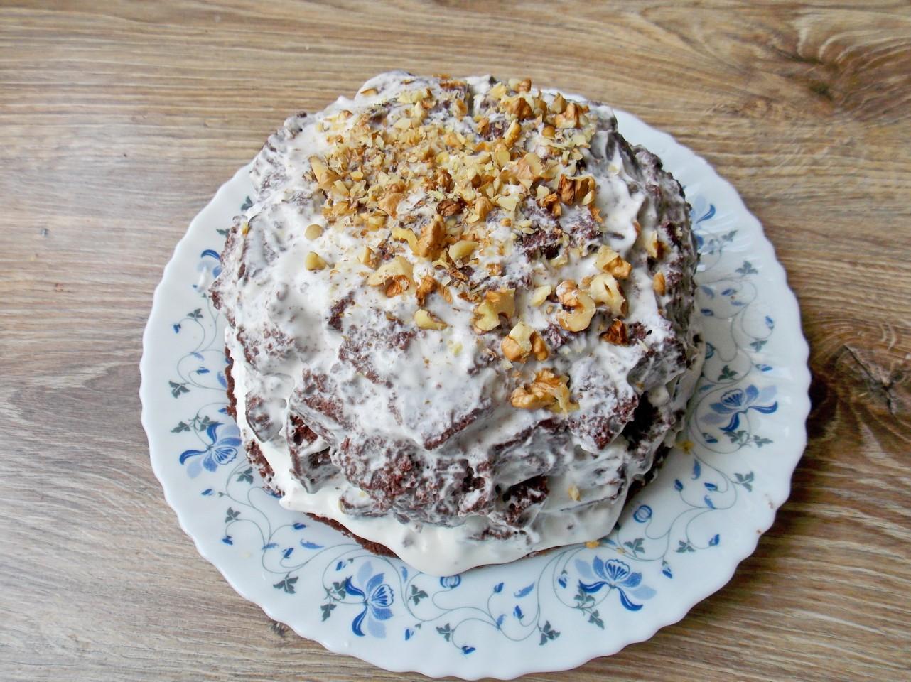 Шаг 15 приготовления Торт с ананасами и грецким орехом