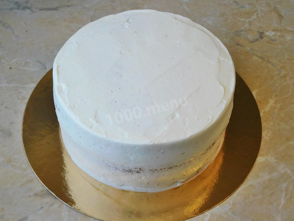 Шаг 7 приготовления Торт с консервированными персиками
