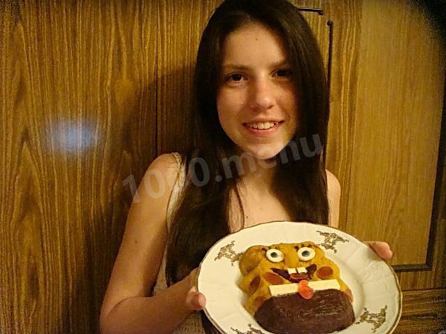 Шаг 16 приготовления Торт Спанч Боб без мастики и выпечки