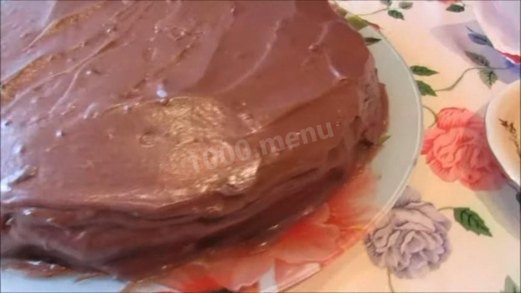 Шаг 6 приготовления Торт на сгущенном молоке с шоколадным кремом