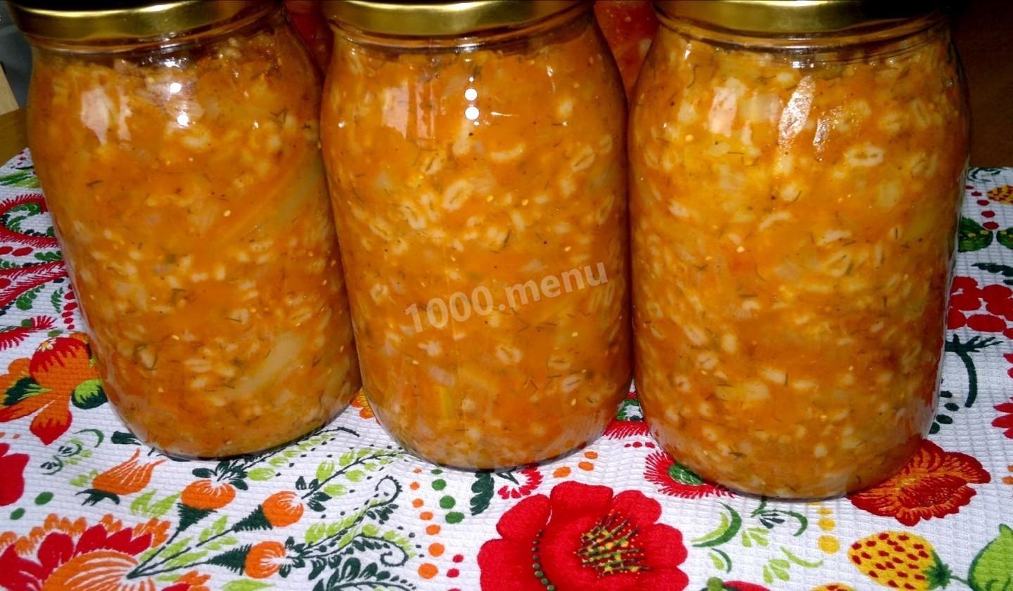 Обложка рецепта Салат на зиму с перловкой и овощами