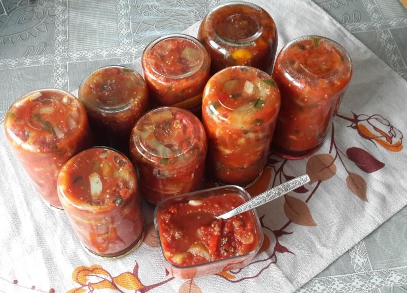 Шаг 6 приготовления Салат из баклажанов перца помидоров на зиму
