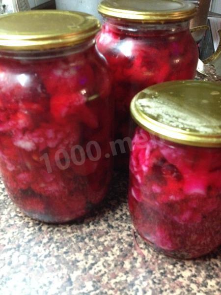 Шаг 8 приготовления Капуста цветная маринованная с овощами на зиму
