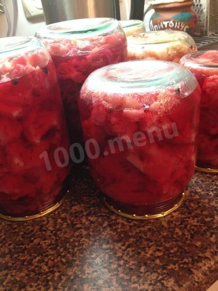Шаг 9 приготовления Капуста цветная маринованная с овощами на зиму