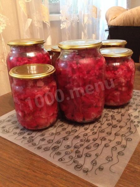 Обложка рецепта Капуста цветная маринованная с овощами на зиму