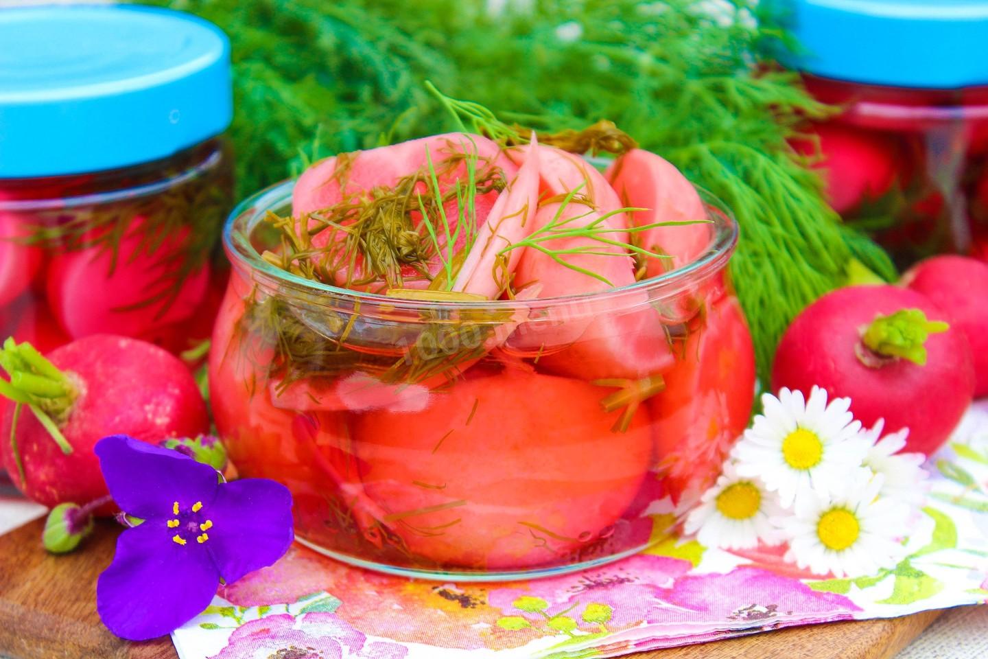 Шаг 12 приготовления Маринованная редиска на зиму