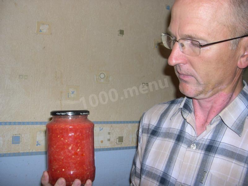Шаг 6 приготовления Горлодер без хрена с чесноком и помидорами на зиму